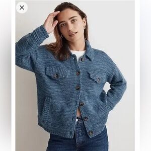 Madewell Denim Blue Knit Button-Up Cardigan